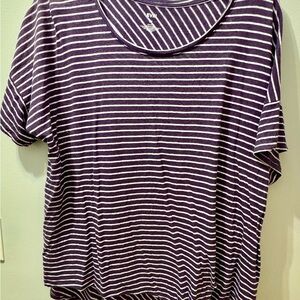 Evri Purple Stripe Tie-Front Shirt- Women's Size 2X